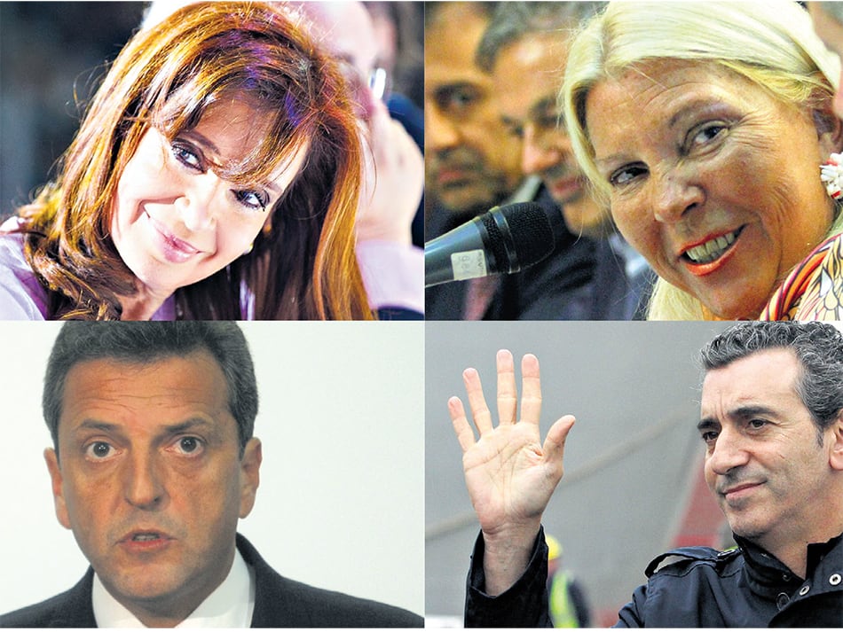 Cristina Fernández de Kirchner, Elisa Carrió, Sergio Massa y Florencio Randazzo.