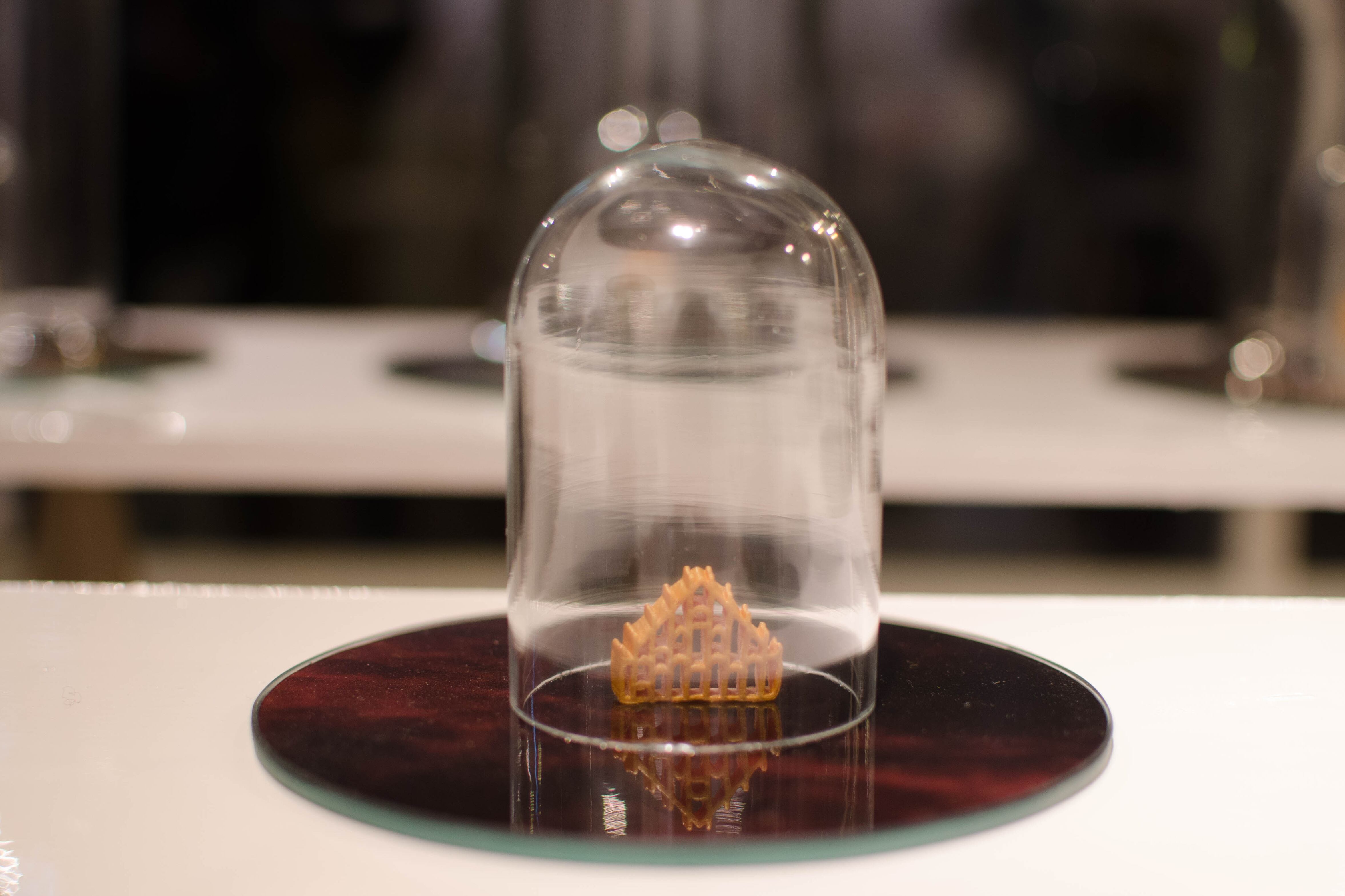 Objeto fotográfico de la serie Fetiche italiano (fotografía, vidrio y pasta cruda).