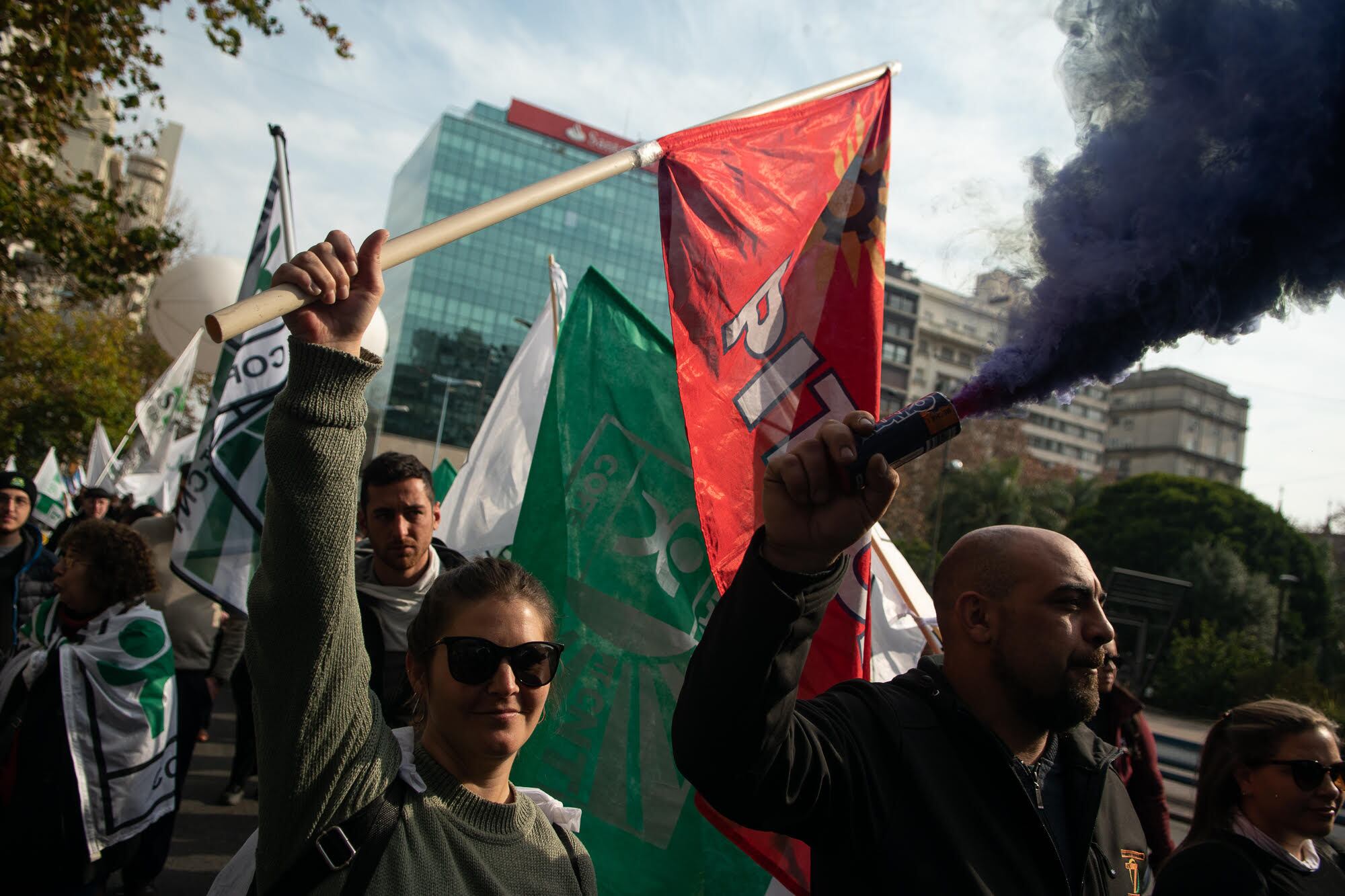 Movilización en Montevideo. Fuente: Twitter Pit-Cnt