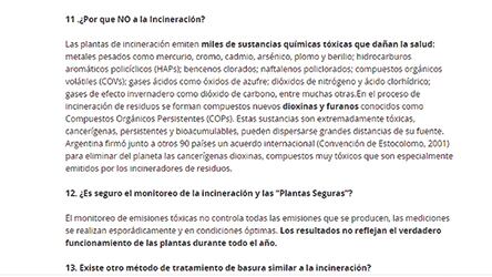 La página que no existe más desde que aprobaron la quema de basura.
