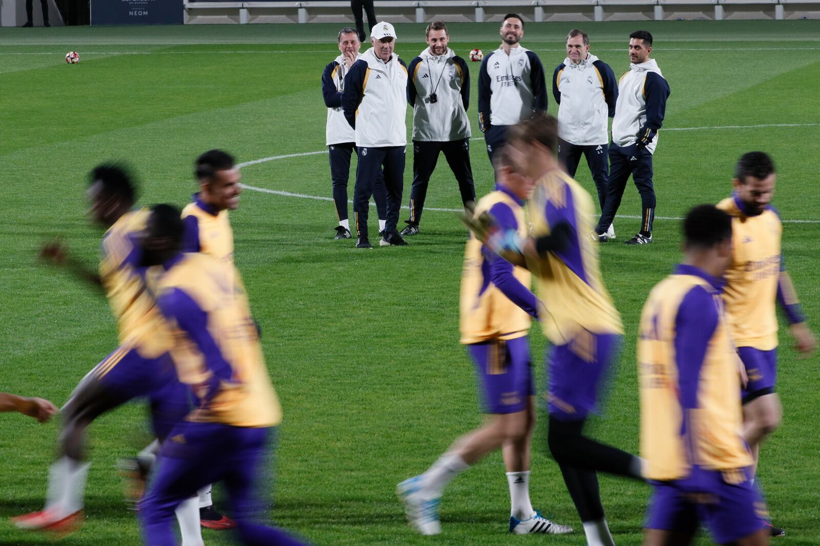 Calentamiento merengue previo a la final de la Supercopa de España