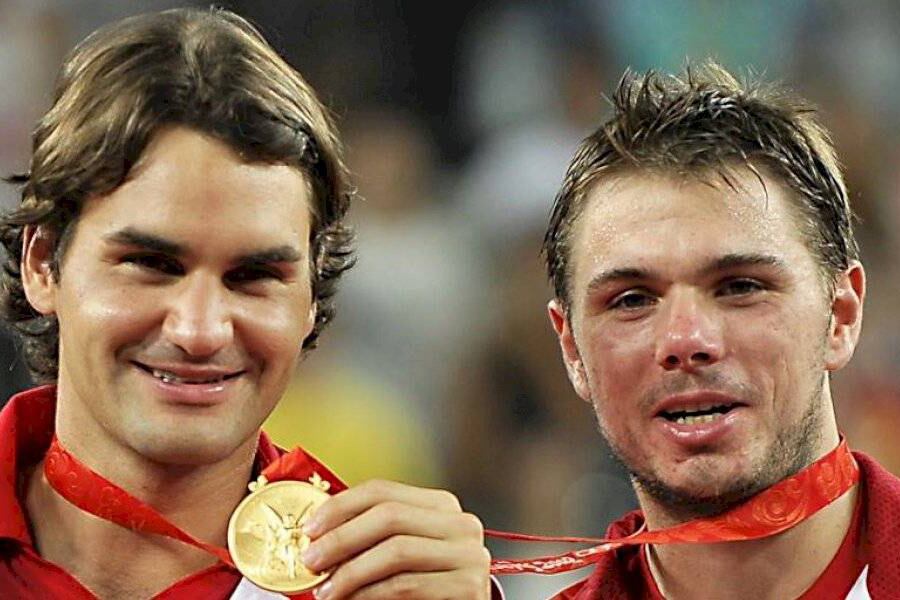 Roger Federer y Stanislas Wawrinka, tenistas y oro olimpico.