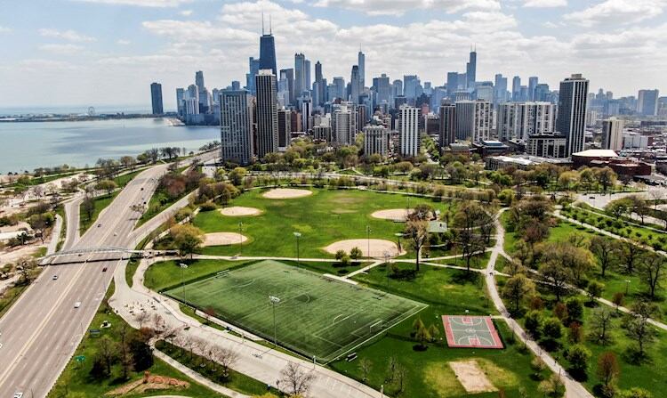 Chicago, prácticamente desierta por la cuarentena que se dispuso a raíz de la pandemia. 