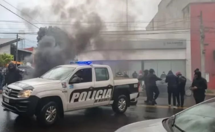 Una imagen de la protesta en Posadas. 