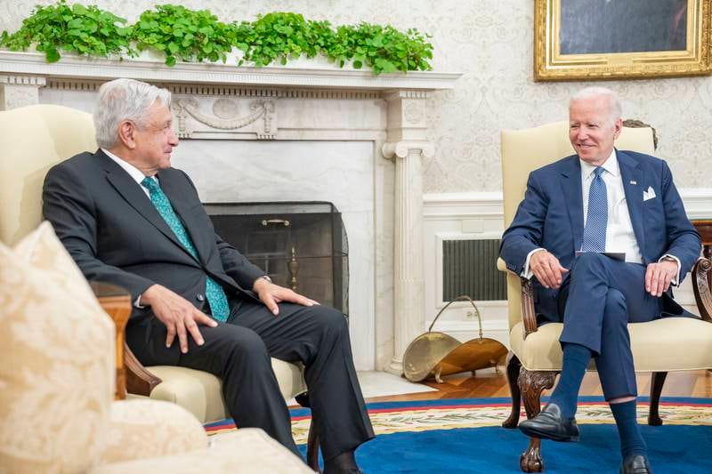  Andrés Manuel López Obrador y Joe Biden en la Casa Blanca. Foto: @POTUS