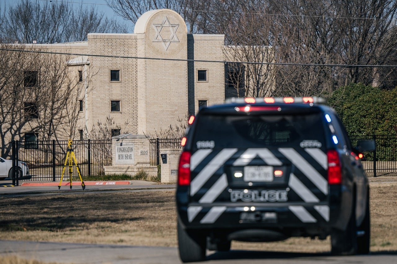 La sinagoga de Texas, donde el sábado un ciudadano británico mantuvo a cuatro personas como rehenes durante 10 horas.