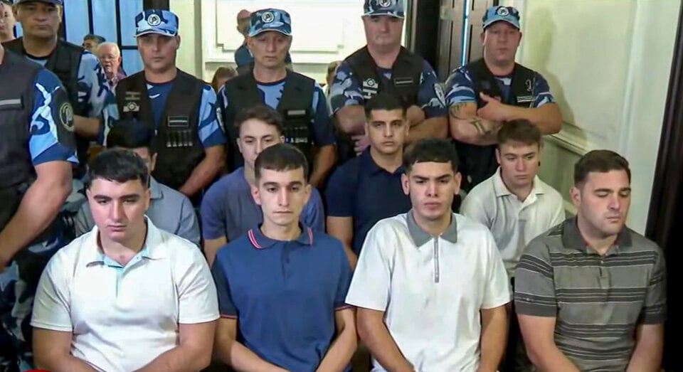 Los ocho rugbiers de Zárate imputados de haber matado a Fernando Báez Sosa a golpes, en Villa Gesell, el 18 de enero de 2020. 