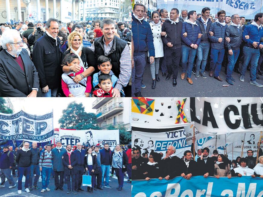 Daniel Scioli, intendentes del peronismo bonaerense, el Movimiento Evita y dirigentes del PJ porteño.