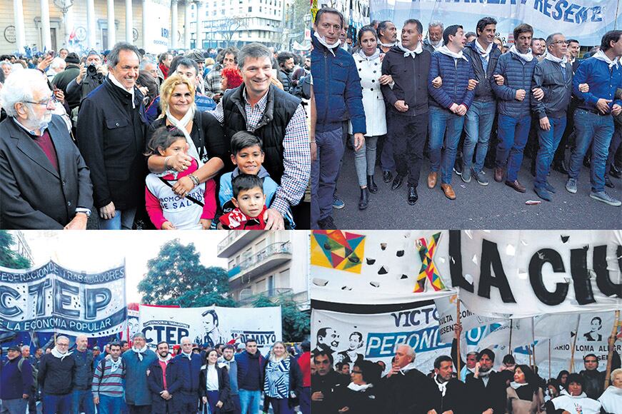 Daniel Scioli, intendentes del peronismo bonaerense, el Movimiento Evita y dirigentes del PJ porteño.