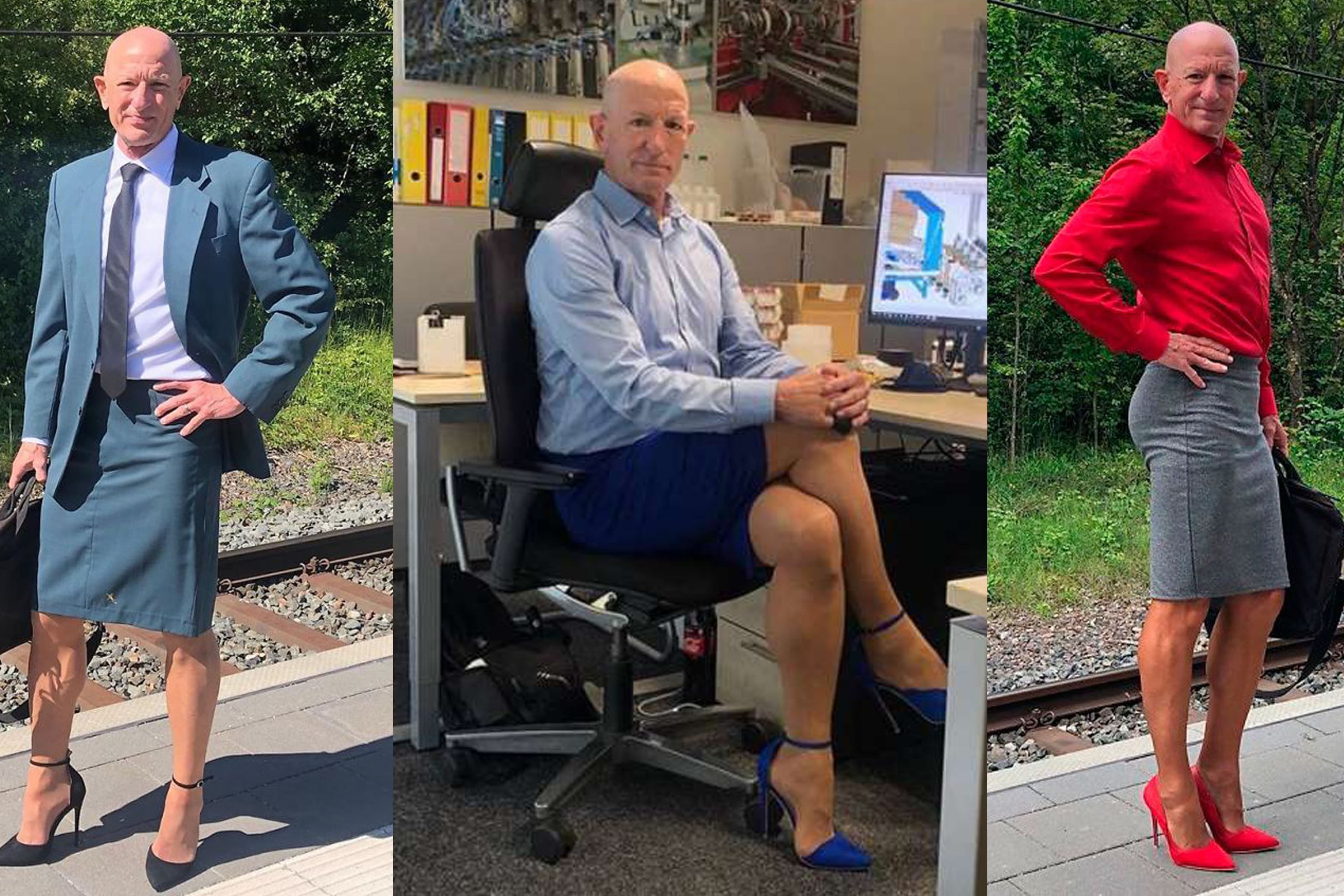 Mark Bryan luciendo distintos zapatos y polleras de su enorme vestidor