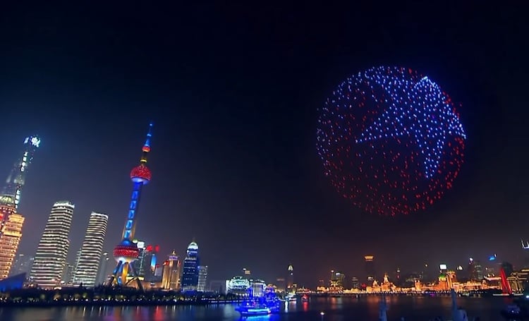Una de las figuras que se vio en la noche de Shanghai. 