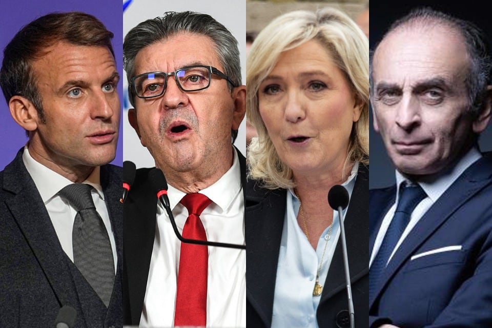 Macron, Mélenchon, Le Pen y Zemmour. 