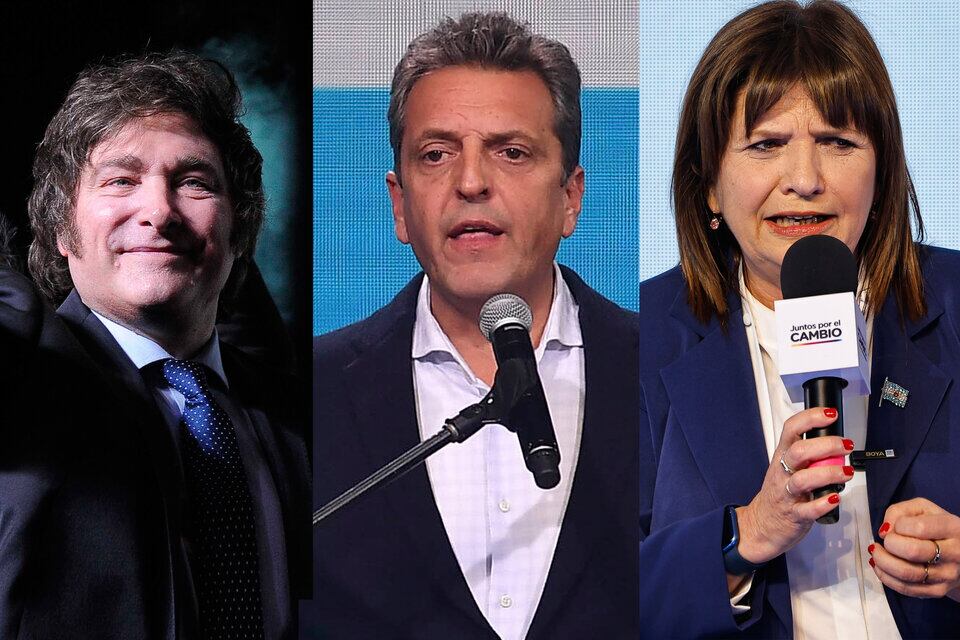 Javier Milei, Sergio Massa y Patricia Bullrich, los candidatos más votados de las PASO 2023 según el escrutinio definitivo.