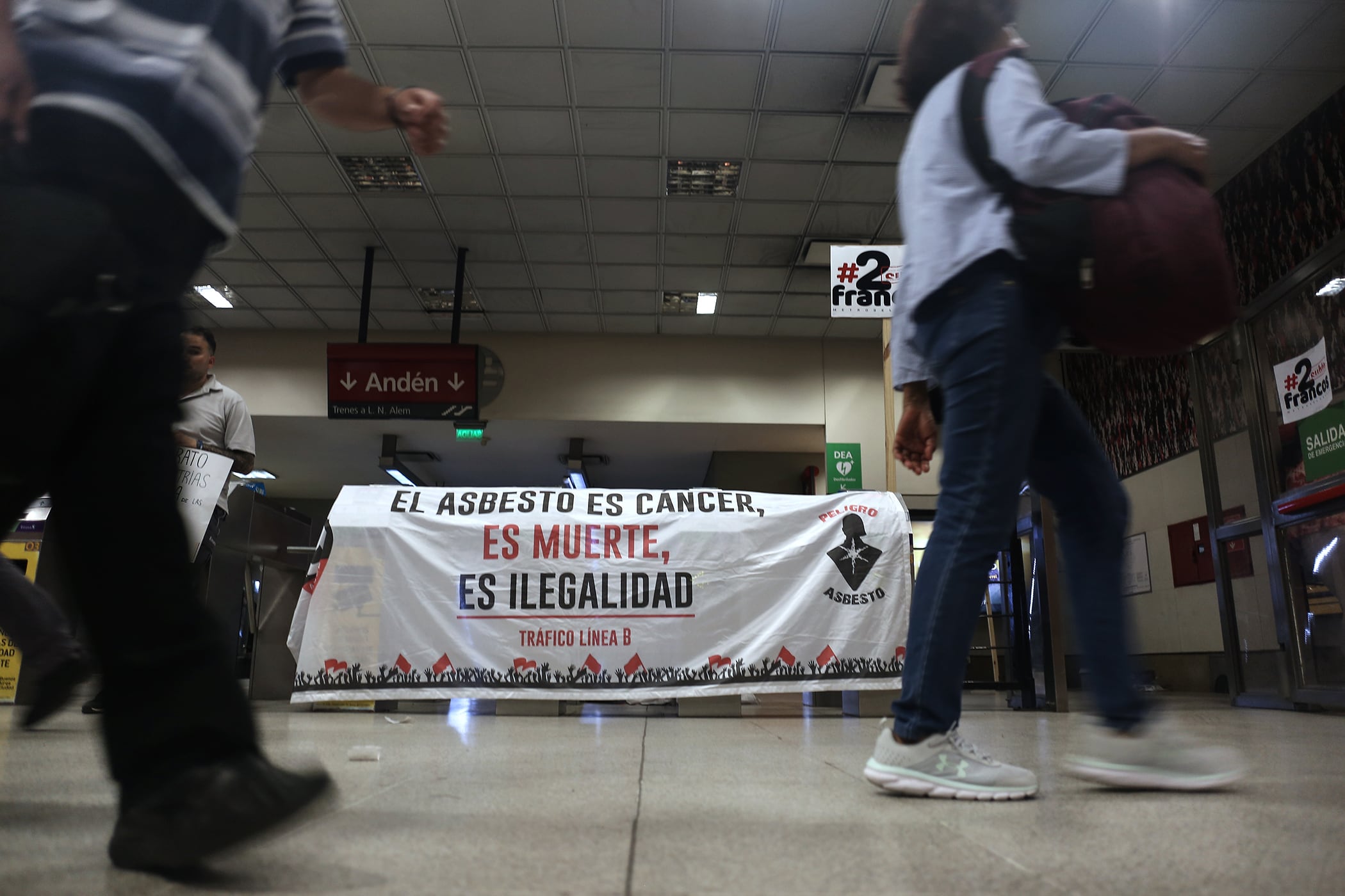 Una protesta de los trabajadores del metro.