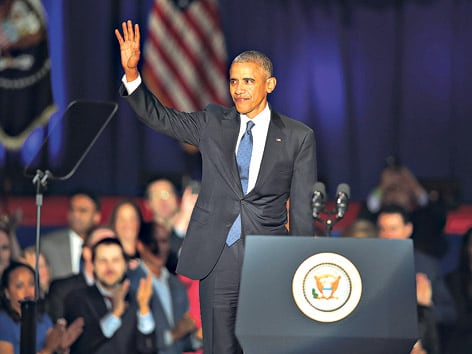 Obama habló en el centro de convenciones McCormick Place.