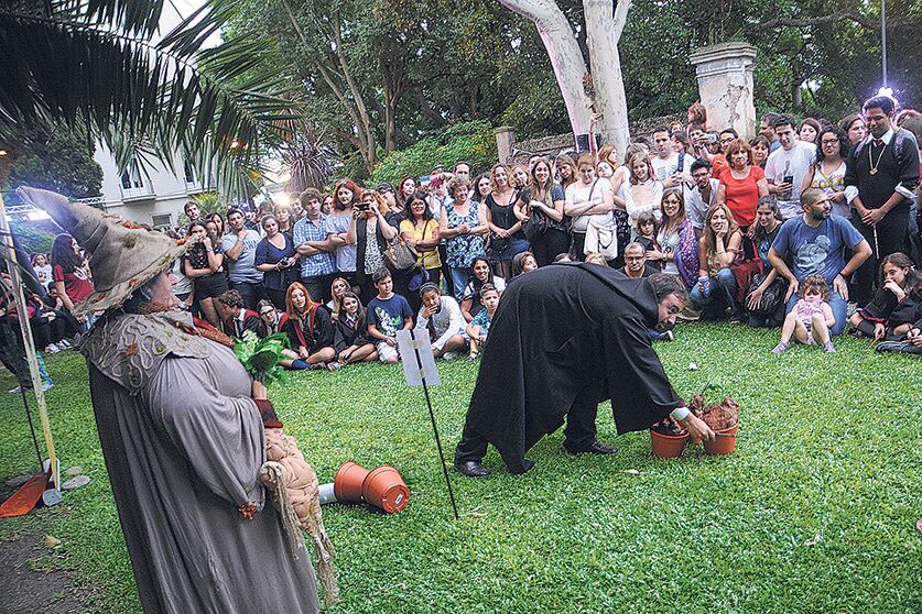 La docente de biología Claudia –como la profesora Sprout– y su mandrágora supervisaron una carrera.