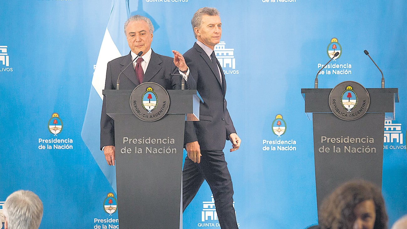 Macri y Temer, presidentes de Argentina y Brasil. La urgencia de mostrar su “voluntad de entrar al mundo”.