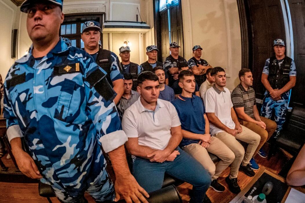 Los rugbiers en una de las audiencias del juicio.