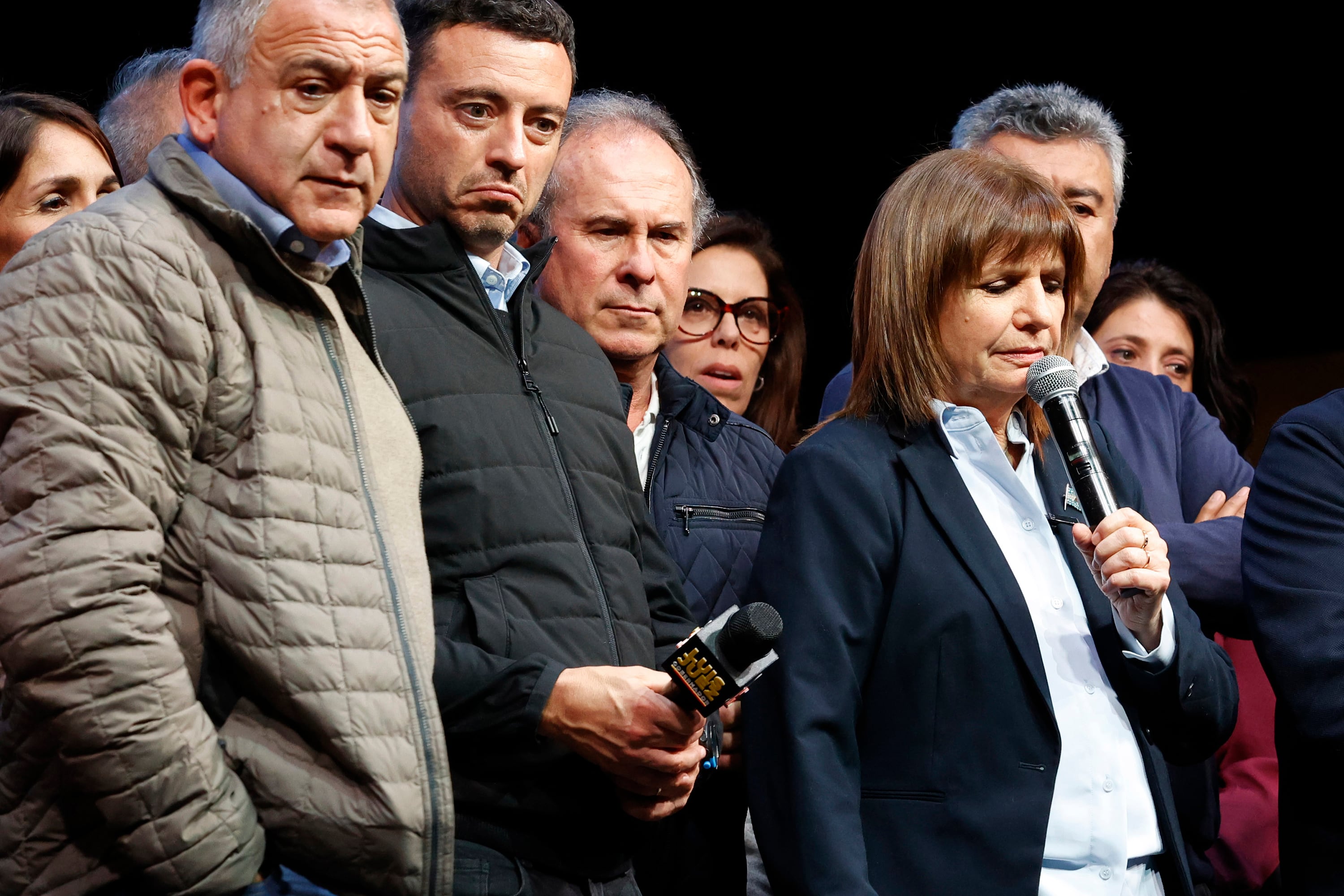 Luis Juez, excandidato a gobernador de Córdoba, Rodrigo de Loredo, candidato a intendente de la Ciudad de Córdoba y Patricia Bullrich, precandidata a presidenta. 