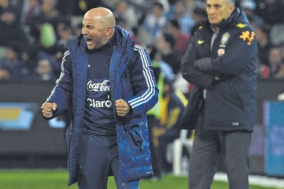 Otra muestra de la intensidad con la que Sampaoli vive los partidos: el grito del gol ante Brasil.