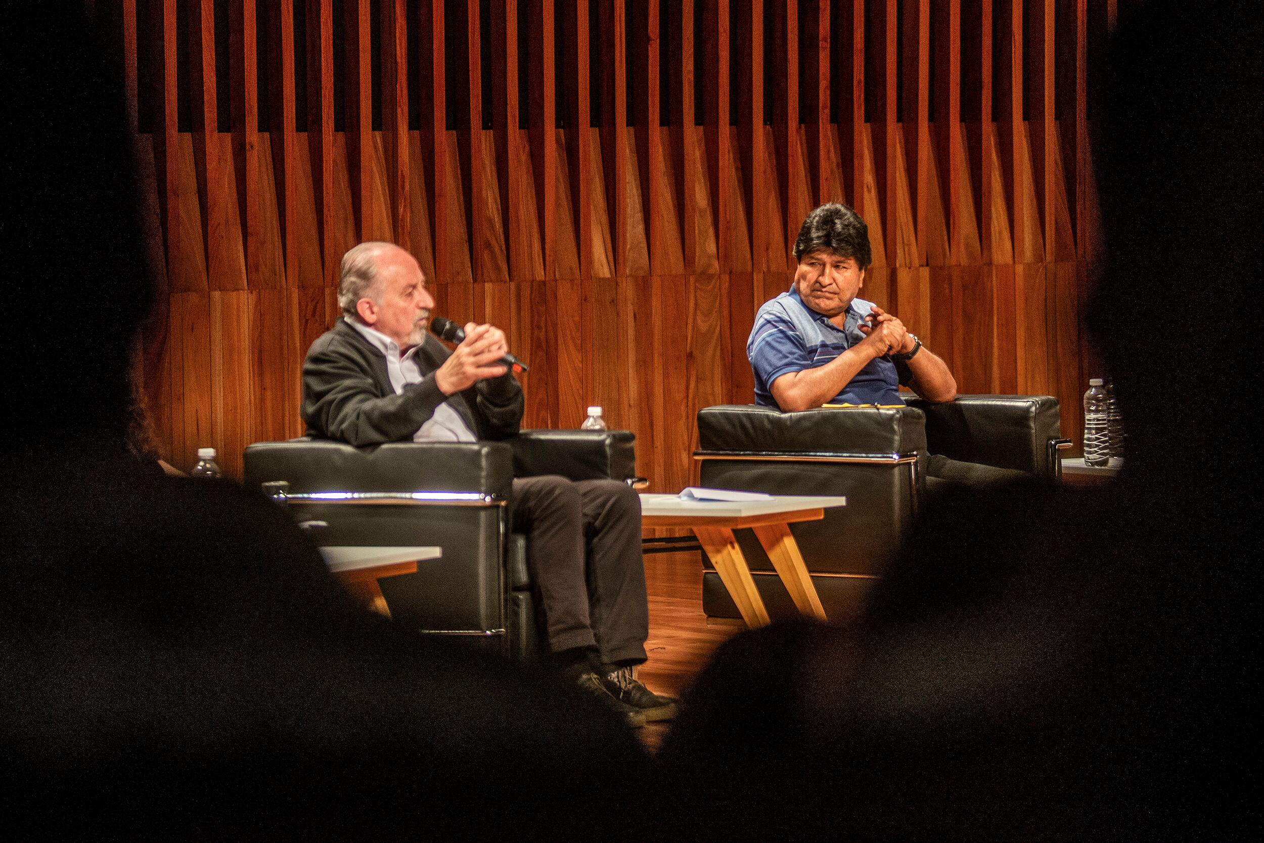 Evo Morales y Hugo Yaski, dos de los participantes del encuentro de la Intersindical de Cultura Radar.