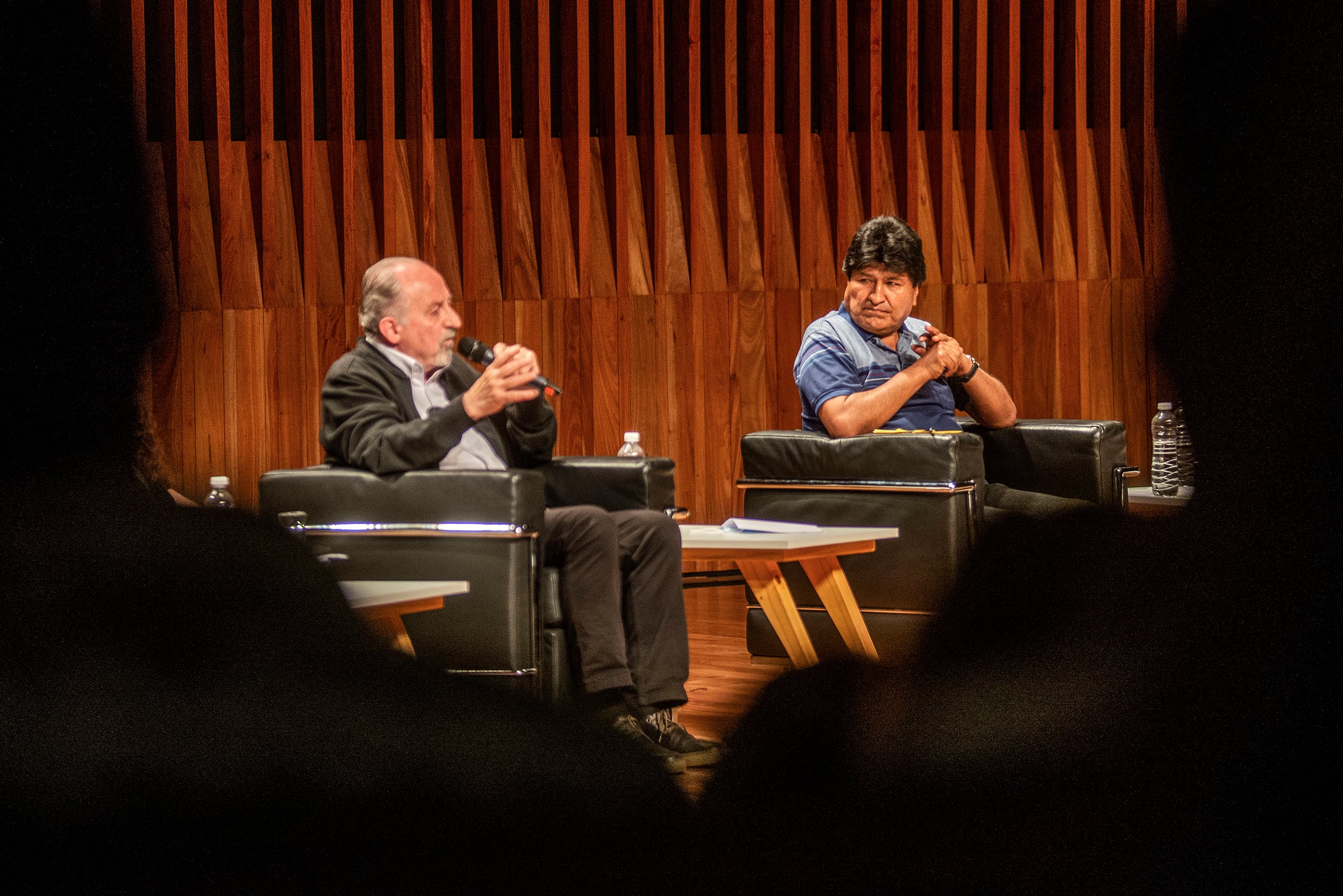 Evo Morales y Hugo Yaski, dos de los participantes del encuentro de la Intersindical de Cultura Radar.