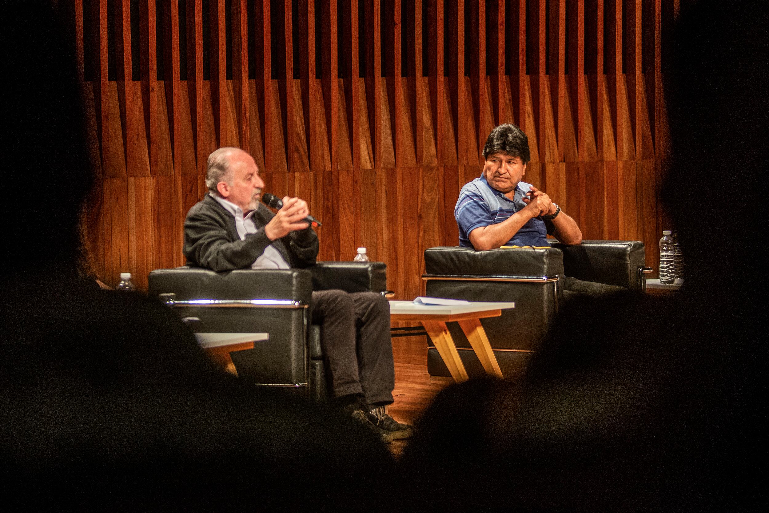 Evo Morales y Hugo Yaski, dos de los participantes del encuentro de la Intersindical de Cultura Radar.