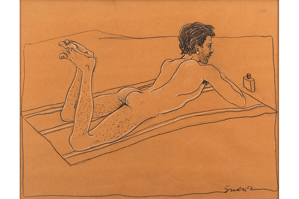 Pablo Suárez, Desnudo II, Carbonilla sobre papel, 2000