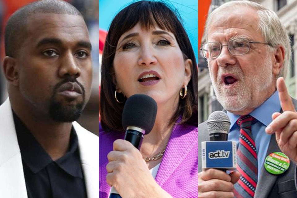 Kanye West, Jo Jorgensen y Howie Hawkins.