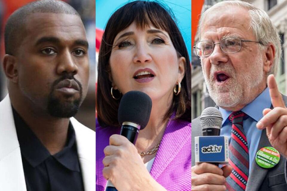 Kanye West, Jo Jorgensen y Howie Hawkins.