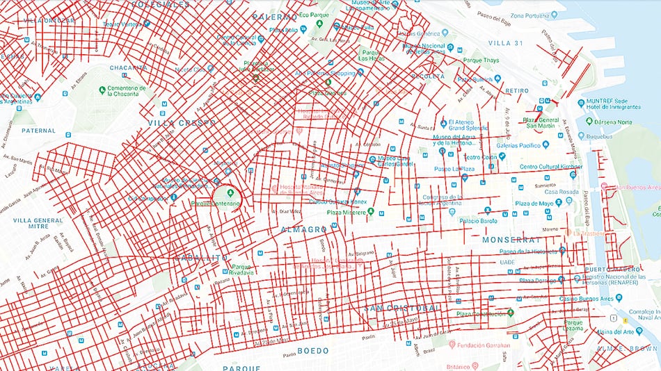 Las calles en rojo tendrán parquímetro.