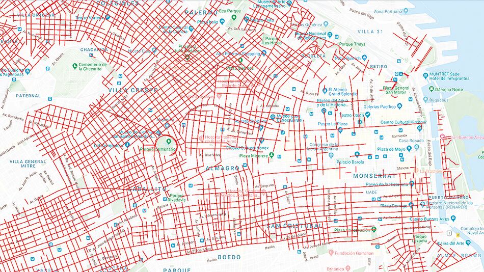 Las calles en rojo tendrán parquímetro.