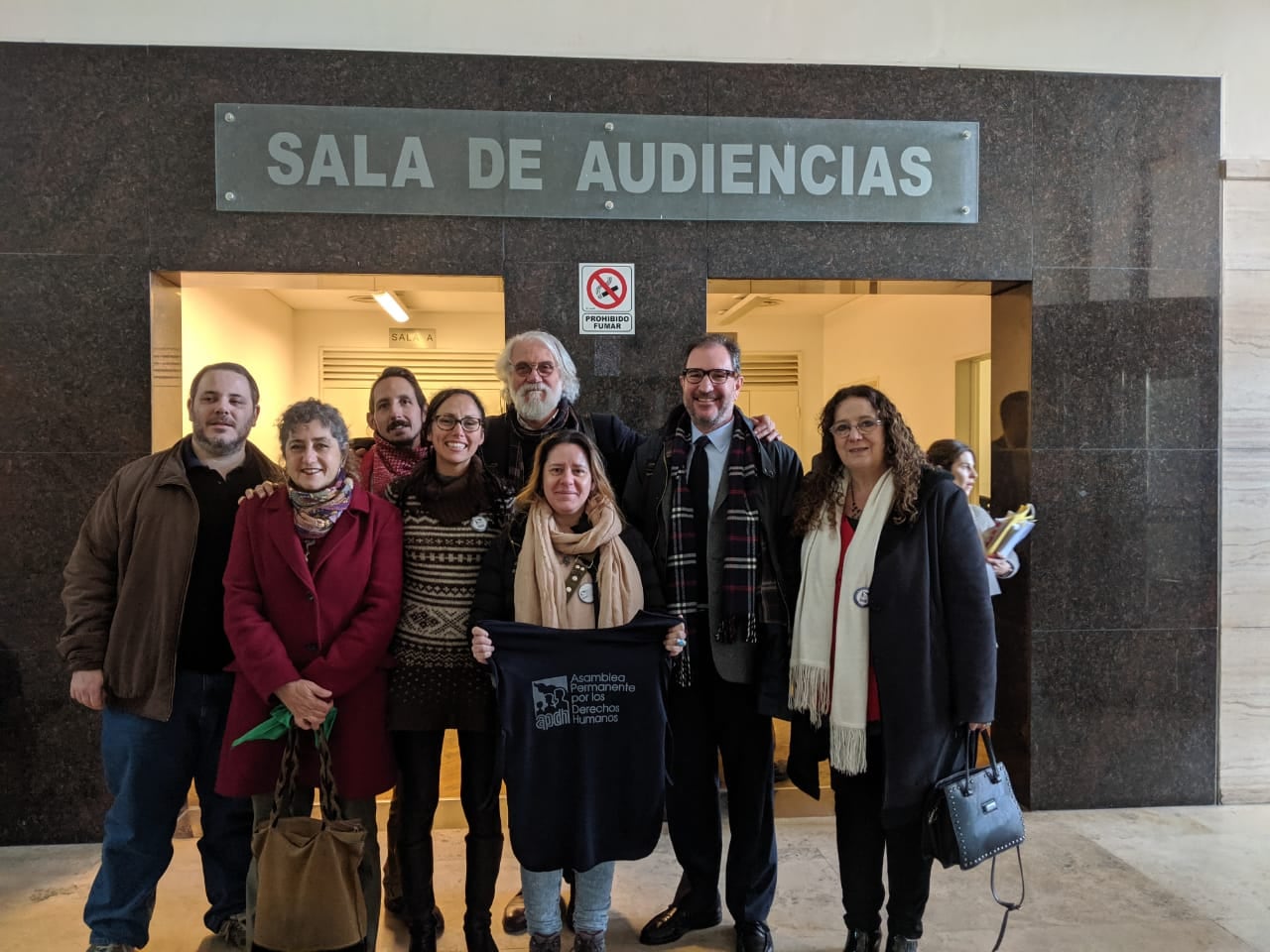 Abogados y dirigentes de la querella en Casación, donde dieron vuelta la impunidad respecto de Argentino Balquinta, represor condenado ayer a perpetua en la causa Monte Peloni II.