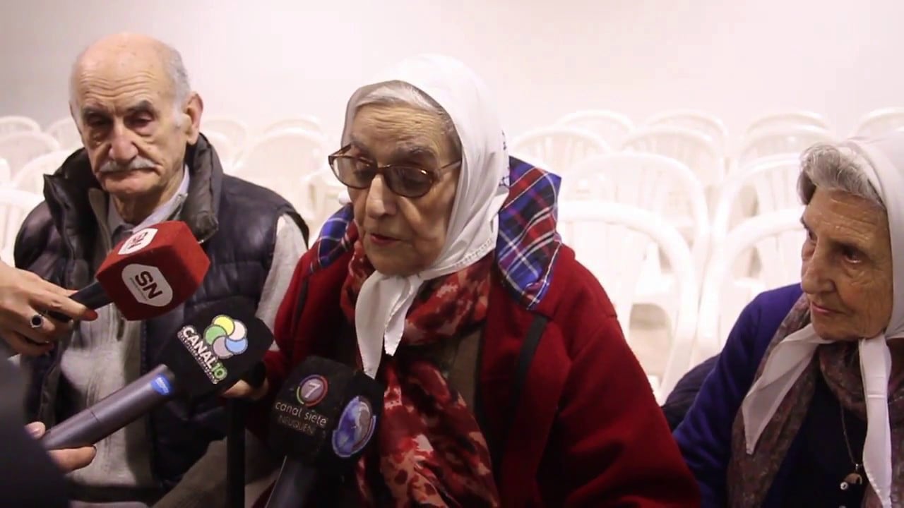 "Todavía, señores jueces, no sabemos las Madres de Neuquén y Alto Valle qué es lo que ha pasado con nuestros hijos", dijo Inés Ragni.