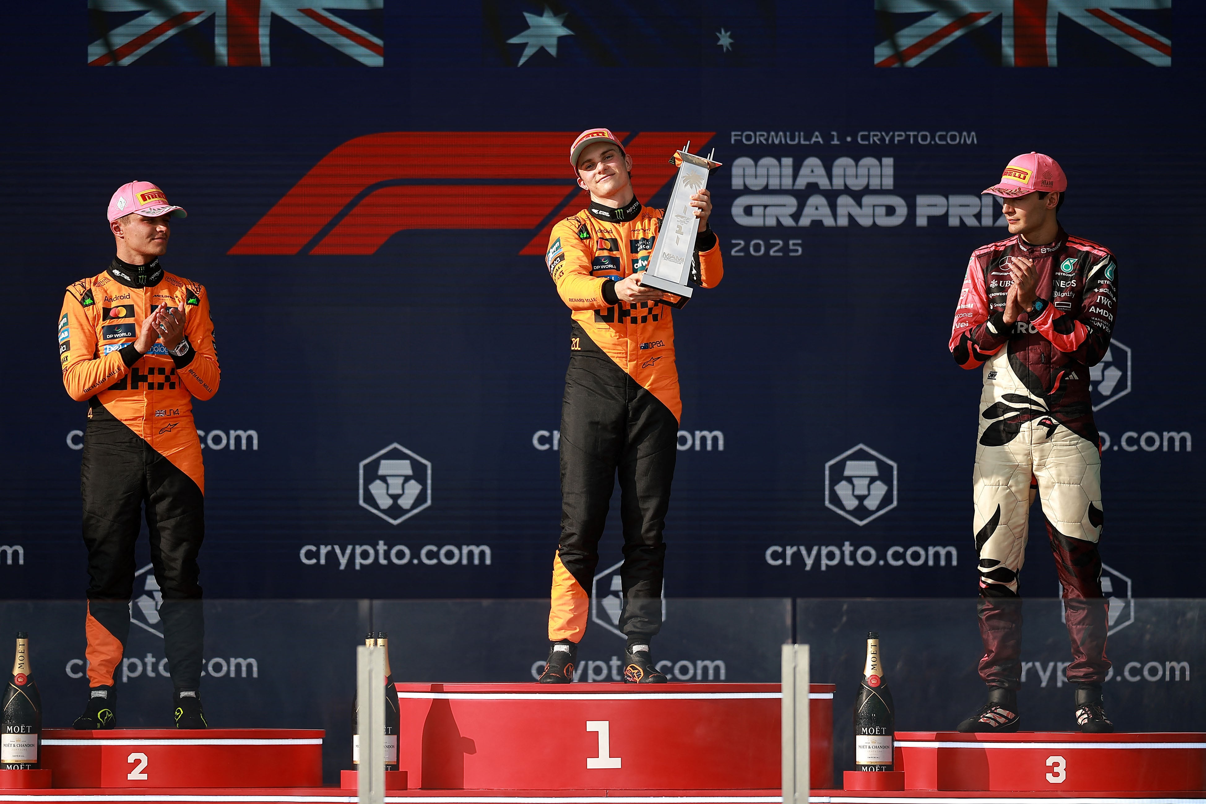 El podio de Miami, con Piastri en lo más alto
