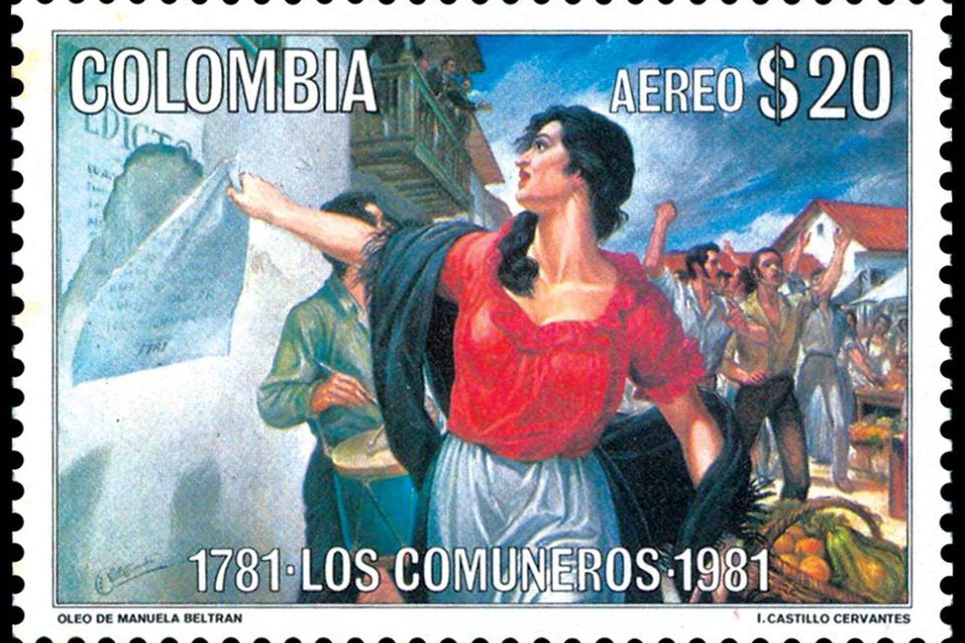 Estampilla con la imagen de Manuela Beltrán