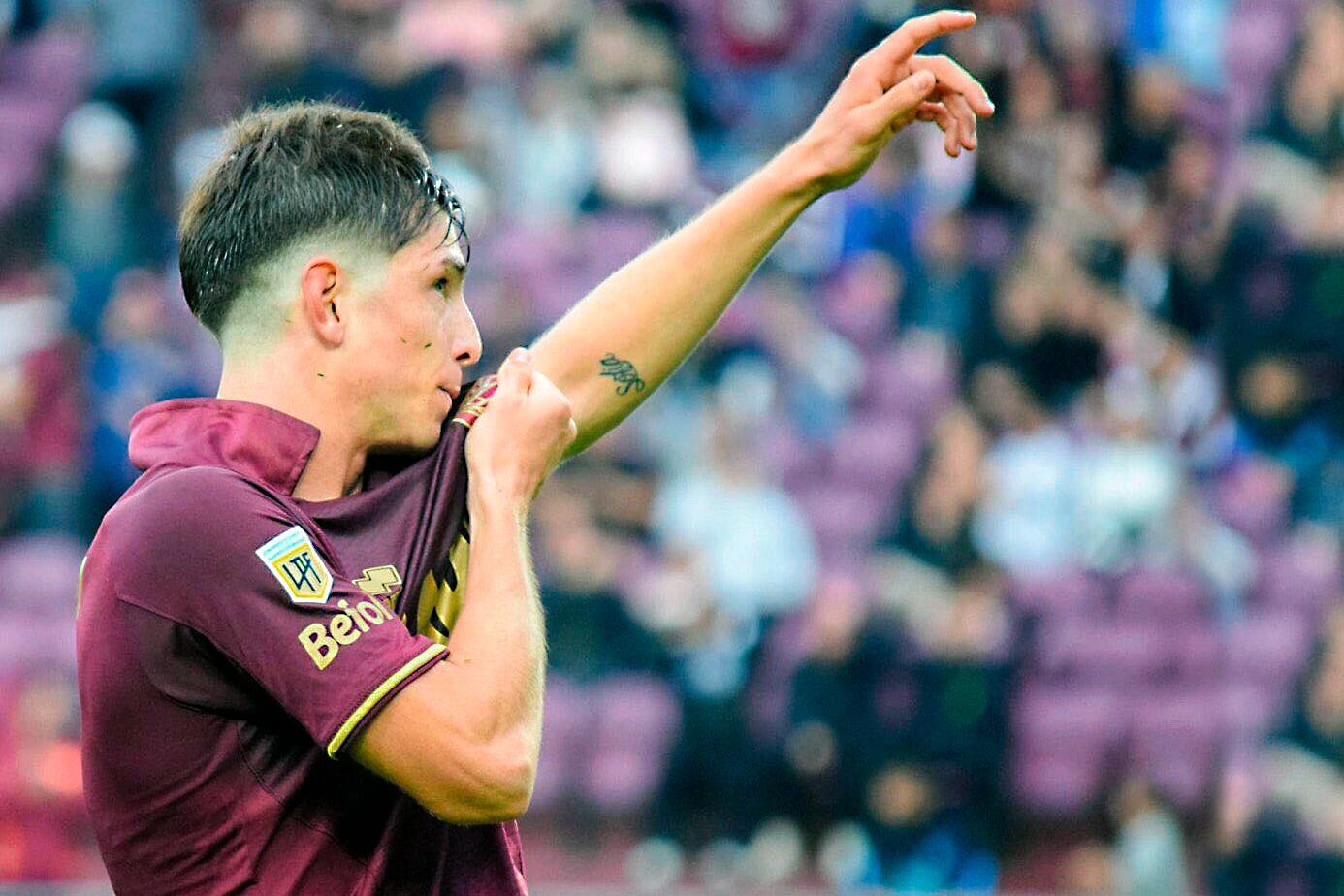 Tomás Belmonte anotó el primero de Lanús en el empate ante Banfield