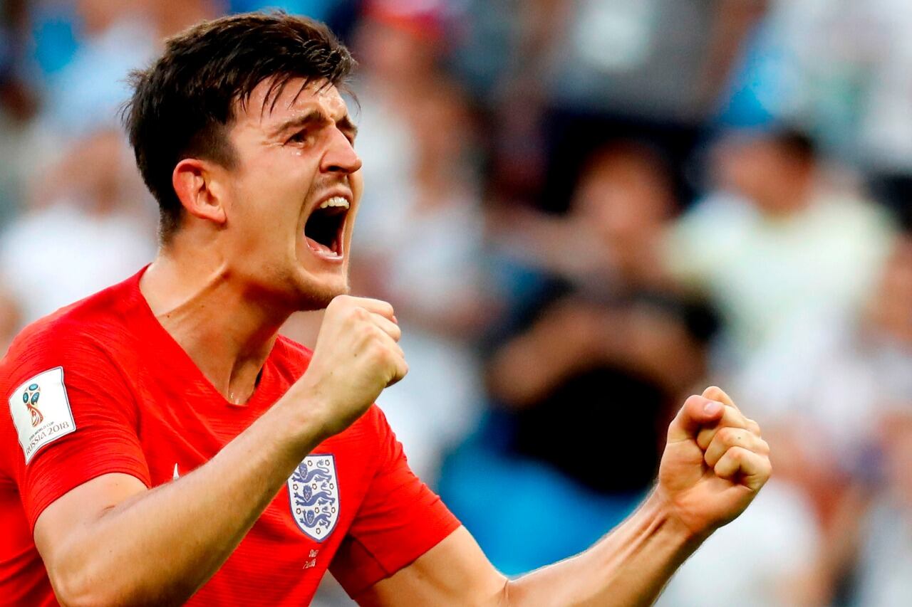 Maguire festeja un gol con la selección inglesa. 