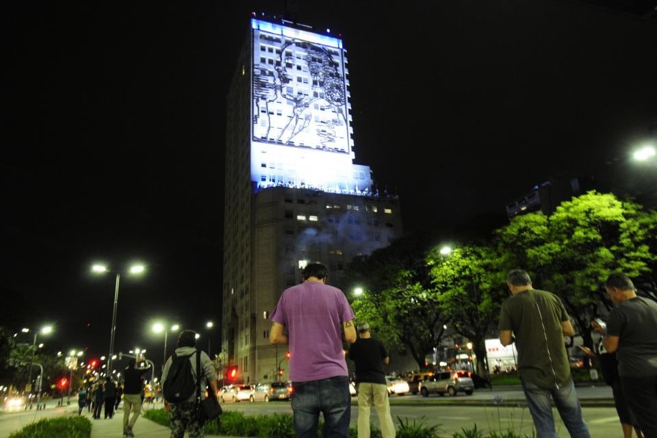 La figura de Eva Perón ya había sido ilumnada en la noche del 27 de octubre, tras la victoria de Alberto Fernández.