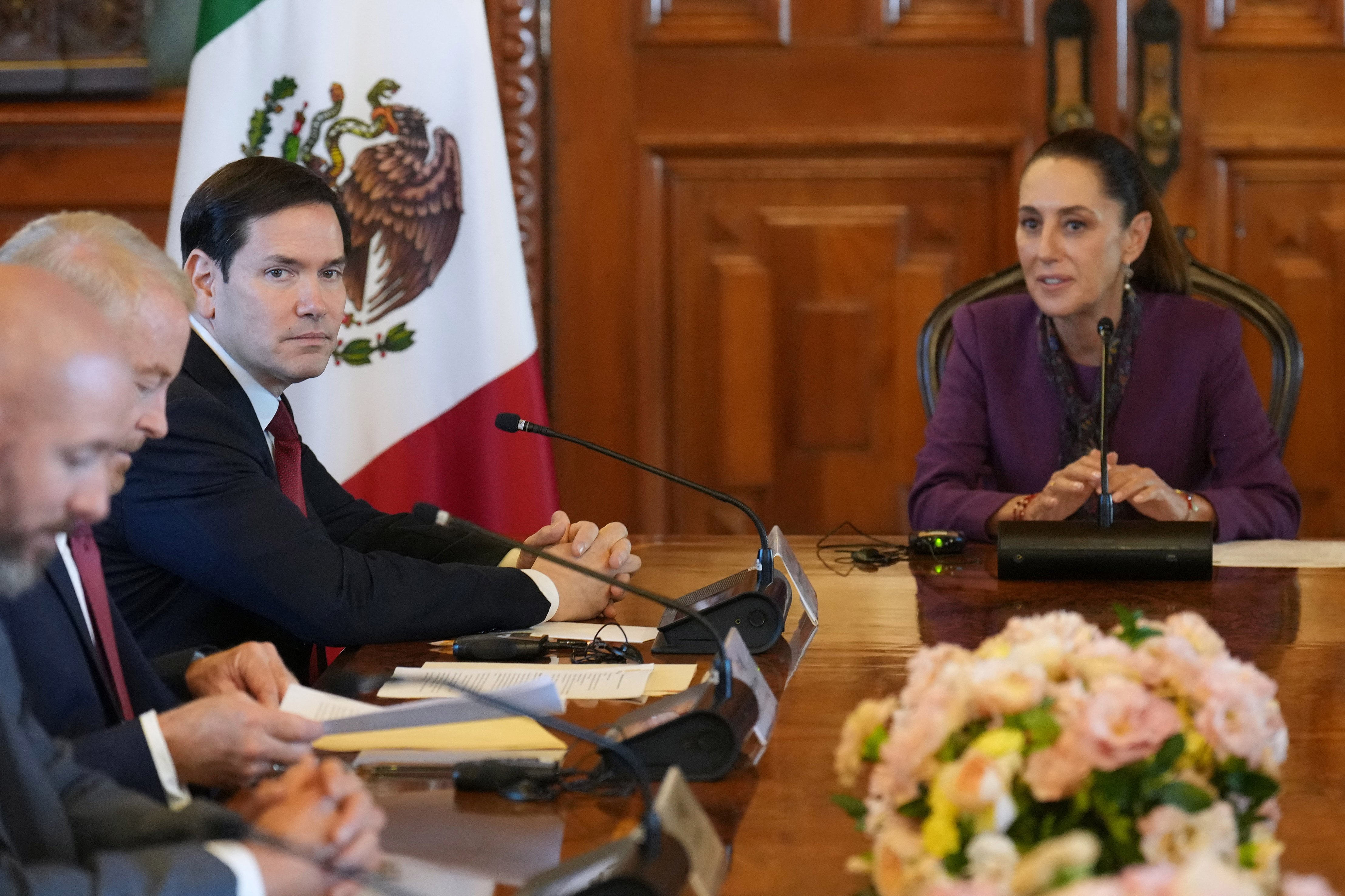 Marco Rubio y Claudia Sheinbaum en Ciudad de México.
