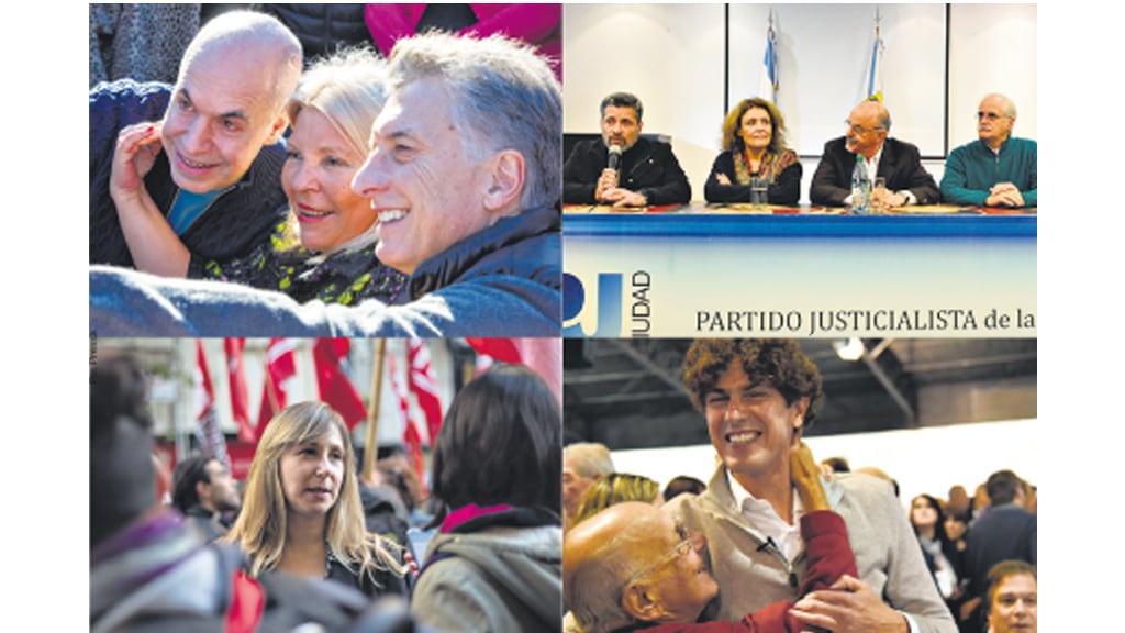 Larreta, Carrió y Macri; el lanzamiento de Unidad Porteña (arriba), Bregman, del FIT, y Lousteau, de Evolución.