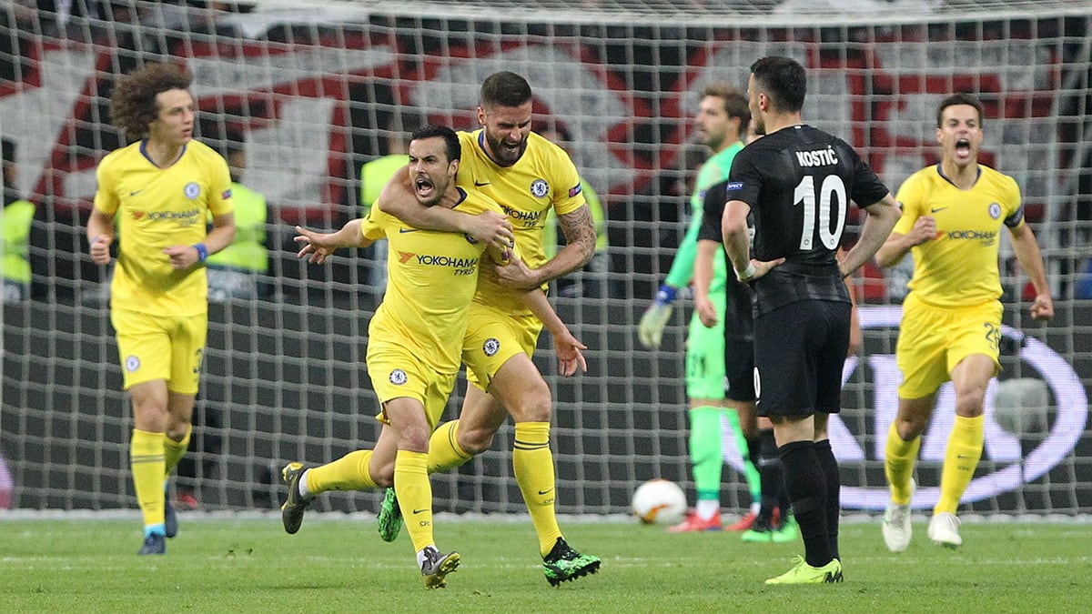 El ex Barcelona Pedro marcó en Alemania el gol del empate para Chelsea.