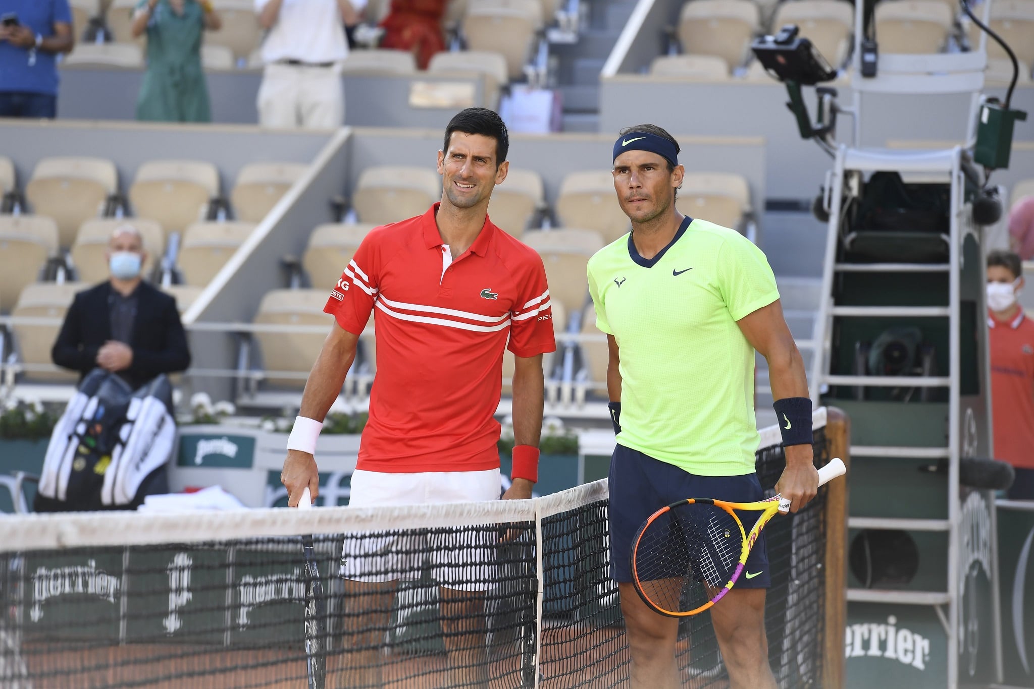 Djokovic y Nadal posan antes de comenzar el duelo