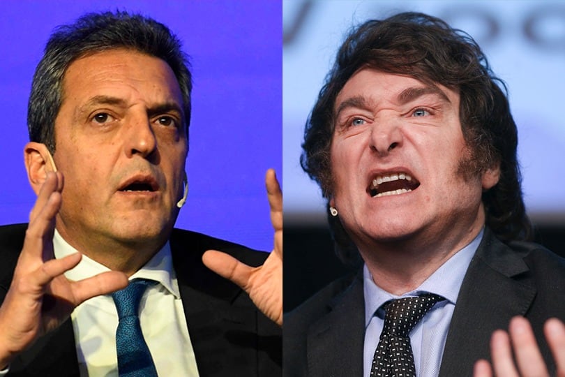 Sergio Massa y Javier Milei, los candidatos a presidente mejor posicionados para un balotaje.