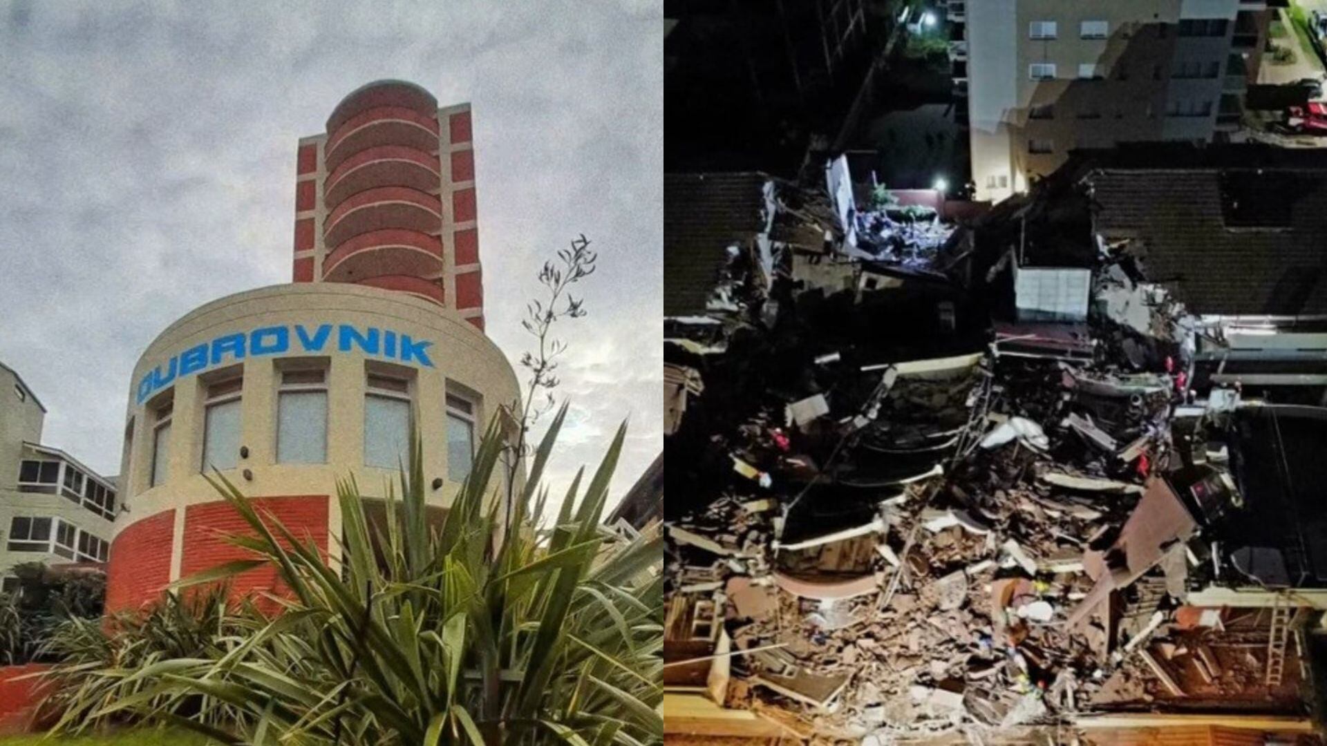 Derrumbe en el hotel Dubrovnik de Villa Gesell