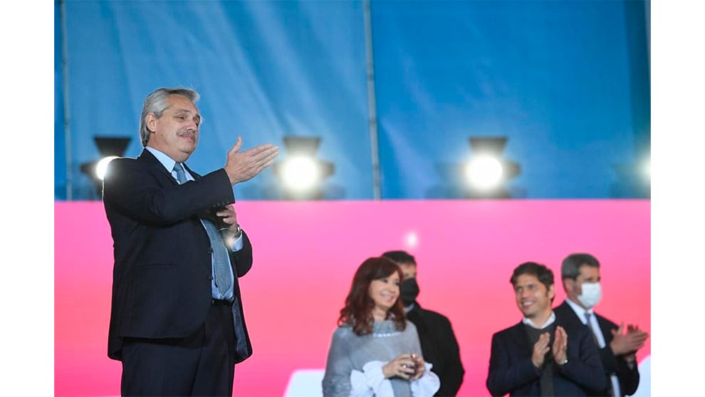 El presidente Alberto Fernández y la vicepresidenta Cristina Fernández de Kirchner son los únicos oradores en Tecnópolis el acto de cierre de campaña del Frente de Todos.