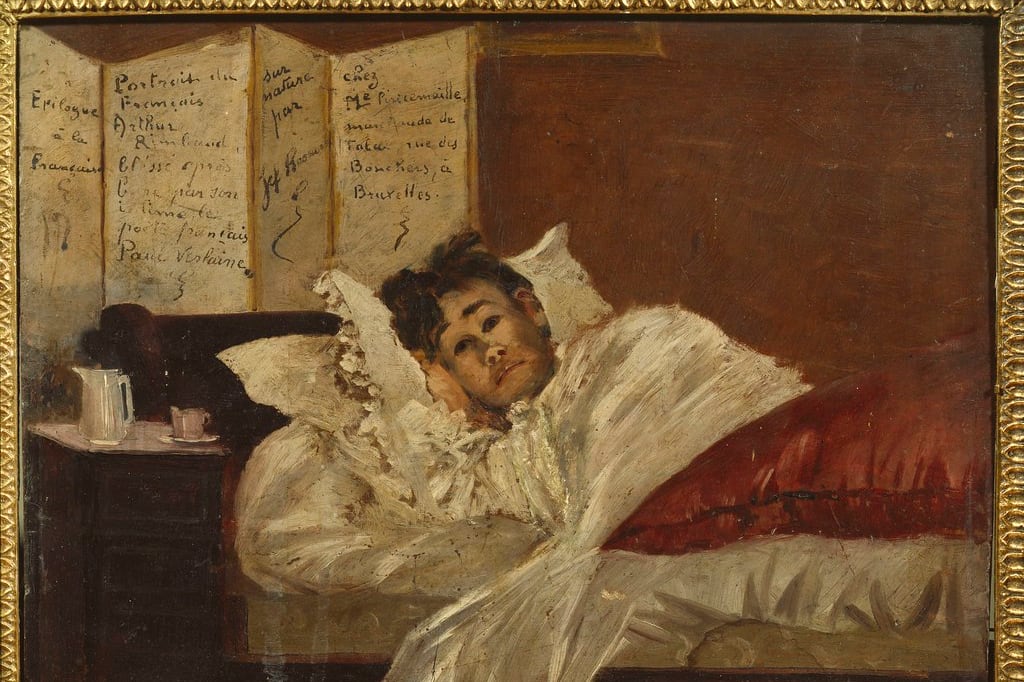 "Rimbaud herido” (1873), de Jef Rosman, pintura exhibida en Charleville