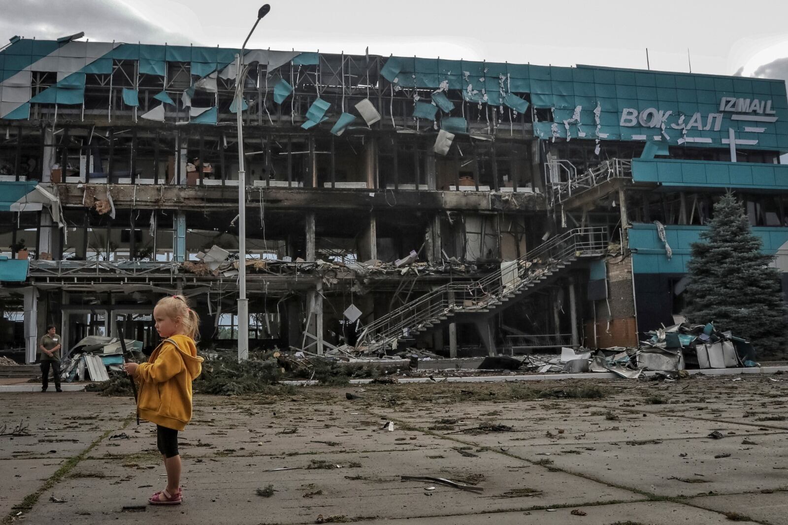 El edificio de una estación marítima en Izmail, Odesa.