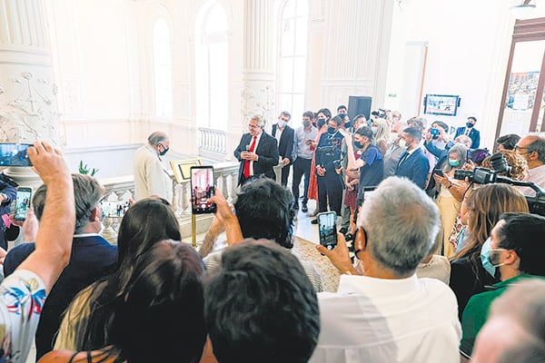 El Presidente en el brindis de fin de año con los periodistas acreditados en Casa Rosada.