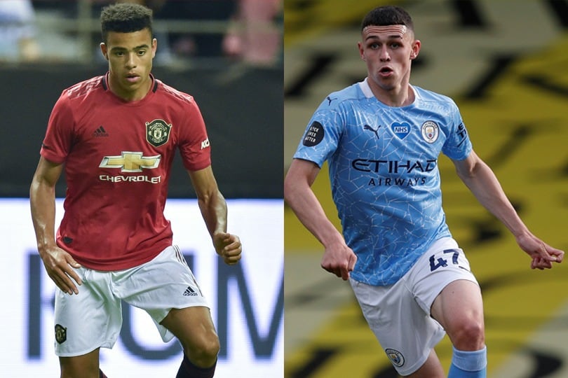 Greenwood, del United, y Foden, del City.
